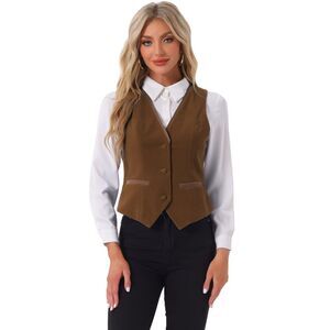 Velvet Suit Waistcoat Retro Sleeveless Steampunk Blazer Dressy Vest Dark Brown